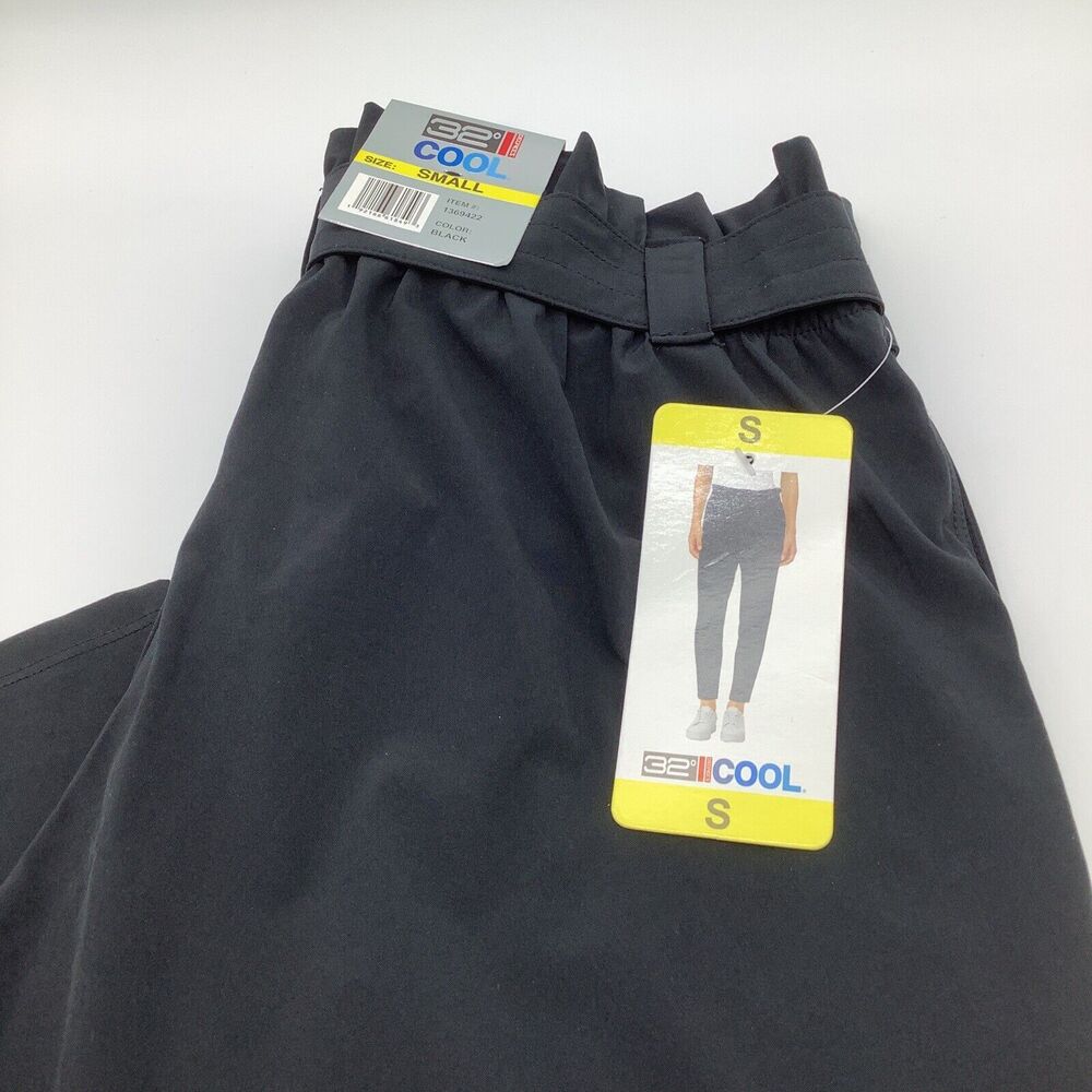 32‎ Degrees Cool Womens Lightweight Front Tye Pants Black Size S NWT